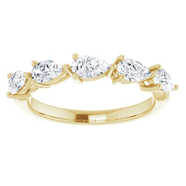 1.25 ct. Pear Cut Diamond Wedding Band 5 Stone Anniversary Ring-VIRABYANI